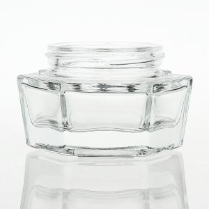 Transparent 50g Cream Glass Jars Square With Acrylic Cap And Cover