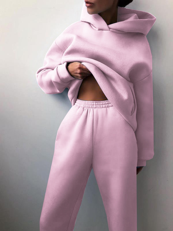 Solid Casual Pullover Elastic Sportswear Tracksuits Long Sleeve Women Hoodies