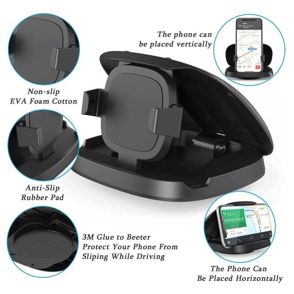 Magnetic Base Car Dashboard Phone Mount 6.8 Inch Anti Slip 360 Degree Rotate