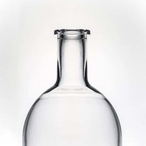 Customized Logo 700ml Round Liquor Glass Bottle with Cork Stopper Rum Gin Whisky