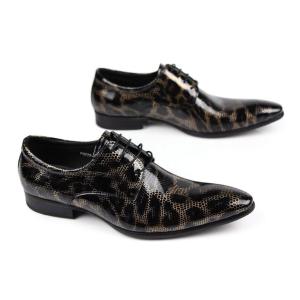 Crocodile Style Mens Black Brogue Shoes , Fashion Nightclub Genuine Snakeskin