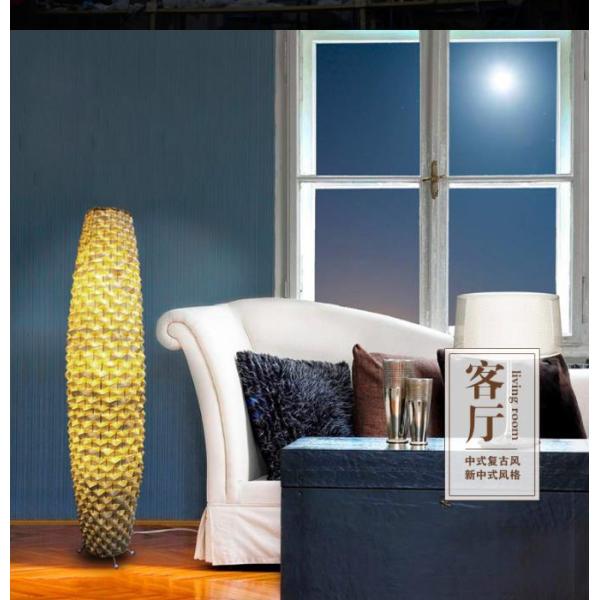 Bamboo Woven floor rattan lamp 3500K for Residential Living Room