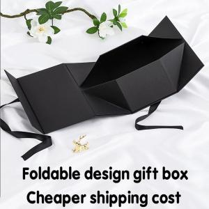 Folding Gift Packaging Box Black Carboard Foldable Gift Box With Magnetic Lid
