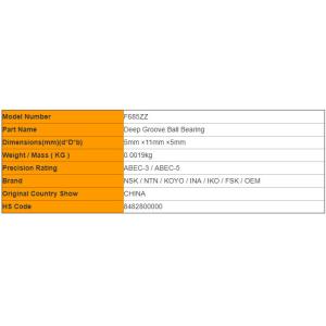 Low Noise Flanged F685ZZ F695ZZ F605ZZ F625ZZ F635ZZ Motorcycle Ball Bearing 5mm