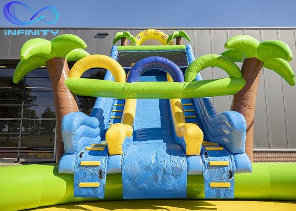 Outdoor Funny Inflatable maga jungle Water Park Bouncer Slide with water pool For Sale