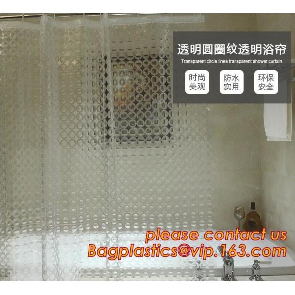 TRANSPARENT CIRCLE LINES, TRANSPARENT , polyester shower curtain and matching
