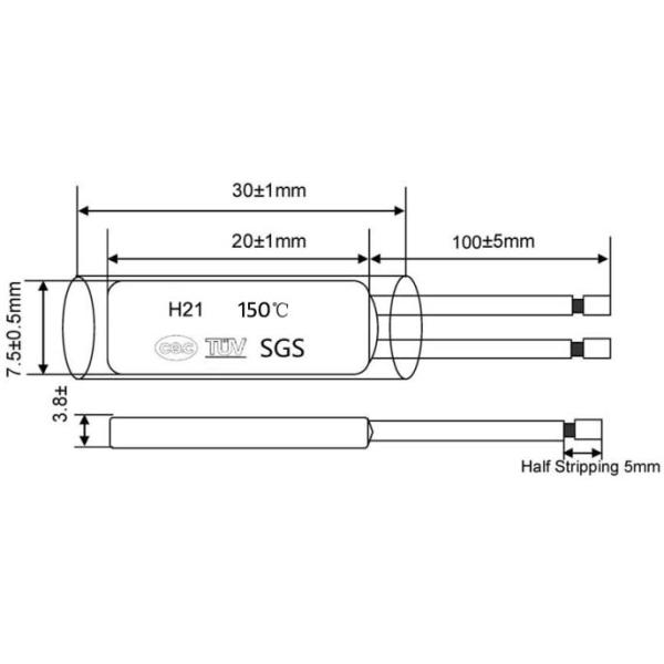 Bimetallic 250V 5A Resettable Thermal Cutoff Switch For Air Conditioner Radiator
