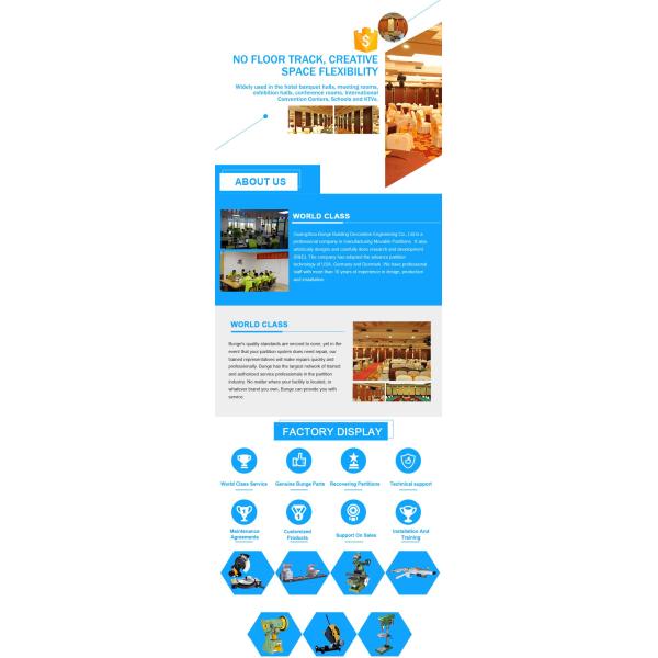 Acoustic Sliding Folding Partitions Movable Walls With Aluminium Door Track Rollers