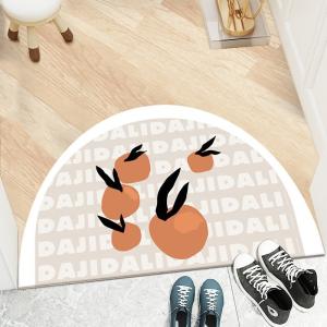 Cartoon Flower Polyester Fiber Floor Carpet Rug Half Circular