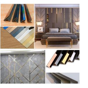 0.65mm Thickness Stainless Steel Tile Trim SS U V Profile Decorative With Color