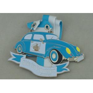 Customized Blue Ribbon Medals , Soft Enamel Zinc Alloy Deloitte Medals