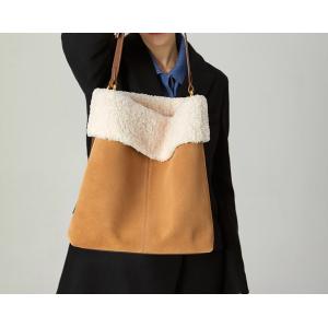 Lambswool Suede Shoulder Bag 28cm 30cm One Strap Bucket Bag