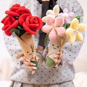 Rose Variety Plush Animal Bouquet Comforting Gift for All Occasions 10x30cm
