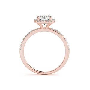 Prong Square Diamond Rose Gold Ring , 0.35CT Hidden Halo Engagement Ring ODM