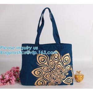Factory direct sale eco-friendly fashion printed customized reusable handle cotton bag,cotton canvas rope handle beach b