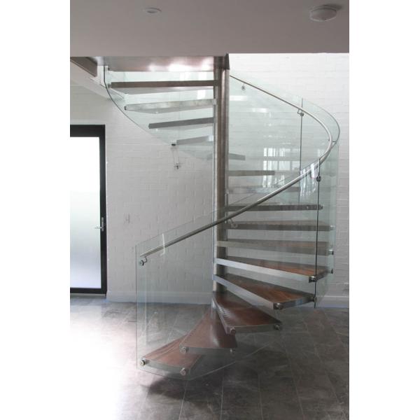 Spiral Staircase VH03S Spiral Stainless Steel Stair Tread Beech Curved Glass Handrail 304 Stainless Steel
