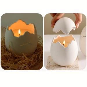 Egg Shape Ceramic Candle Containers Multifunctional For Home Decoration