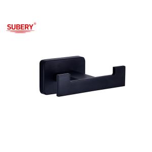 China Zinc Modern Double Robe Hook Bathroom Matt Black Oem Accessories Design on sale