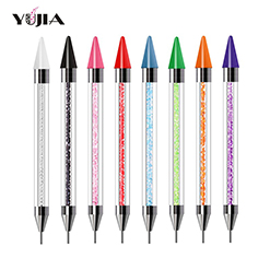 5Pc Dual-ended Nail Scrubbing Brush Rhinestone Handle Silicone Nail Brush