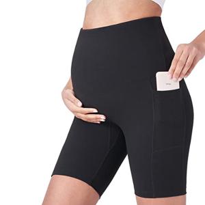 8" High Waisted Yoga Shorts With Pockets 250gsm Over The Belly Bump Pants