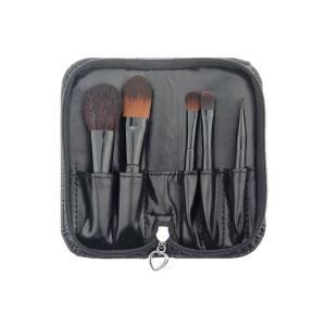 Puleather Bag Including Travel Makeup Brush Set With Black Handle