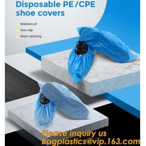 China Safety Products Equipment Indoor Disposable medical plastic shoe covers waterproof PE CPE material,PE material blue shoe on sale