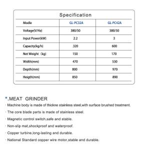 80×47×85 Function Fast Food Kitchen Equipment For Meat Grinding