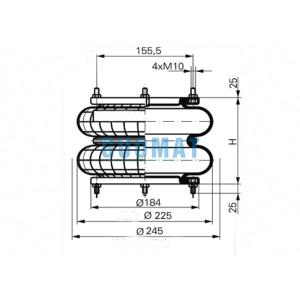 Double Convoluted Rubber Air Bellow FD138-18 DS Shock Absorbing Air Pillow For