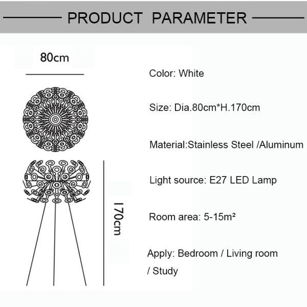 Modern Personality Floor Lights White Living Room Bedroom Study Dandelion Floor Lamp(WH-MFL-155)