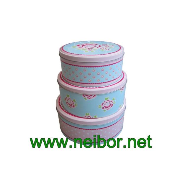 Buy round cake tin box set gift tin box set kitchen storage cans at wholesale prices