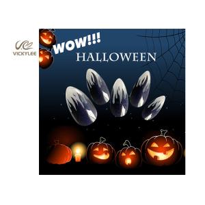 Simple Halloween OEM ODM DIY Fake Nails Glossy Stiletto Print
