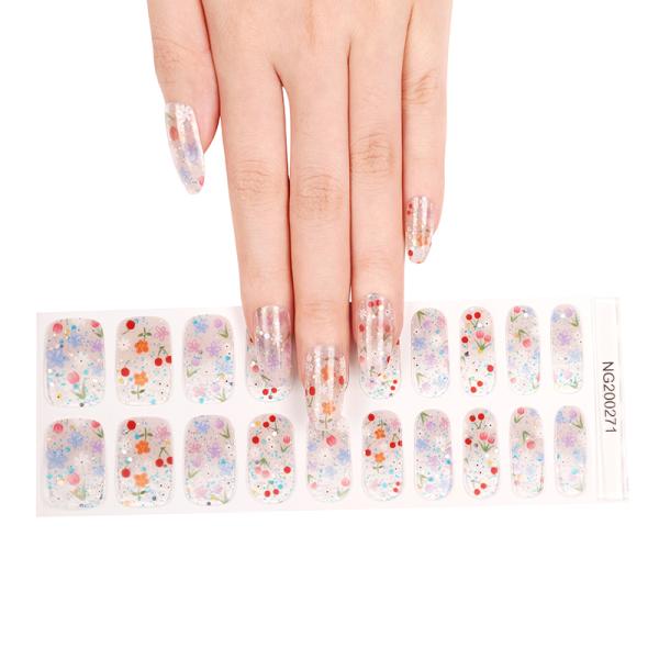 New Design Nails Artificial Solid Color Full Cover semi cured gel nail sticker