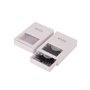 Quality Sturdy White Cardboard Eyelash Box With Visible Window Slide Tray for sale