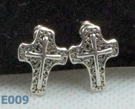 Quality Cross Fashion Metal Casting Jewelry Tin Alloy Zirconia Stud Earrings for sale