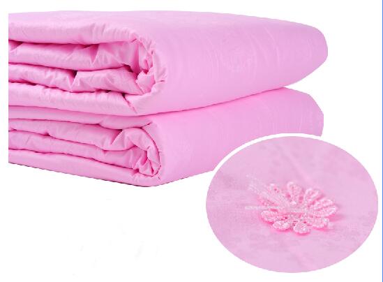 Natural mulberry silk quilt 100% cotton jacquard fabric in light pink /dark pink color