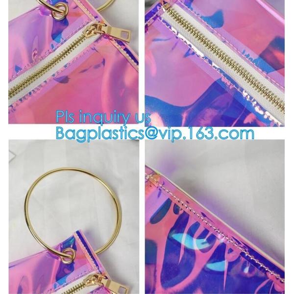 Personalized Womens Rainbow Color Shoulder Hand Bag PVC Clear Beach Bag, Handbag manufacturer China fashion ladies clear