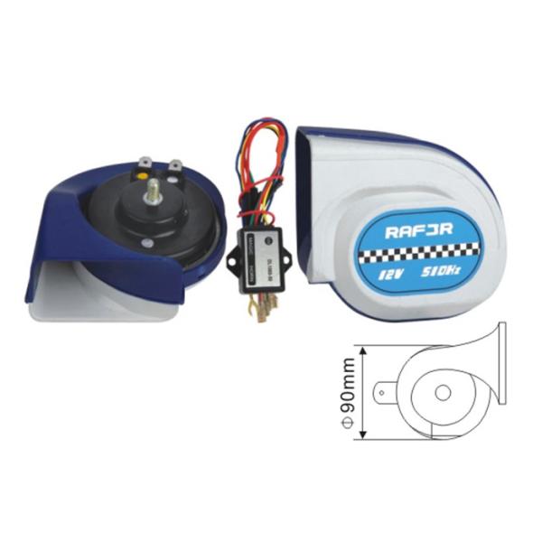 Buy White Blue Color Unique Car Horns Single Horn Diameter 9cm 12 / 24V Voltage at wholesale prices