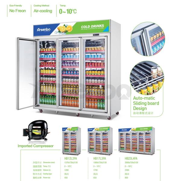 110V 60Hz Commercial Cold Drink Fridge , Luster Plate Retail Beverage Refrigerator