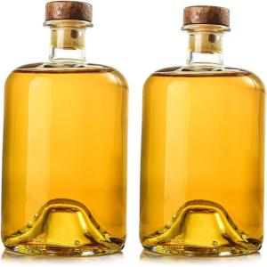 375ml Capacity Glass Bottle with Wooden Cap and Transparent Design