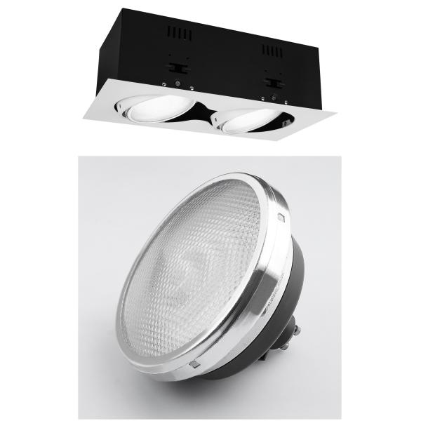 Max 2*20W GU10 Lamp Base Adjustable Square Tiltable 30deg AC 220V White Finishing Halogen Lamps R4A0036