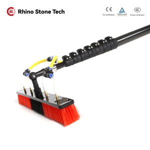 Carbon Water Fed Brush for Efficient Window Residential House Rooftop Solar