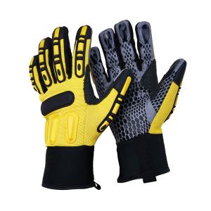 Light Duty Work TPR Impact Gloves with PVC Dots Synthetic Leather in Black and