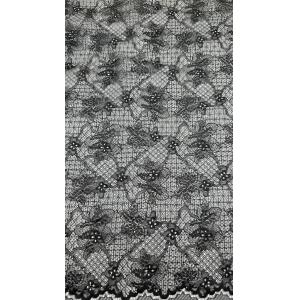 Black Embroidered Lace Fabric Hollow-up Floral Sequin Laser for Party Dresses