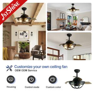 OEM 36 inch Retractable Ceiling Fan Light CCC CE ROHS SAA CB ETL Approved