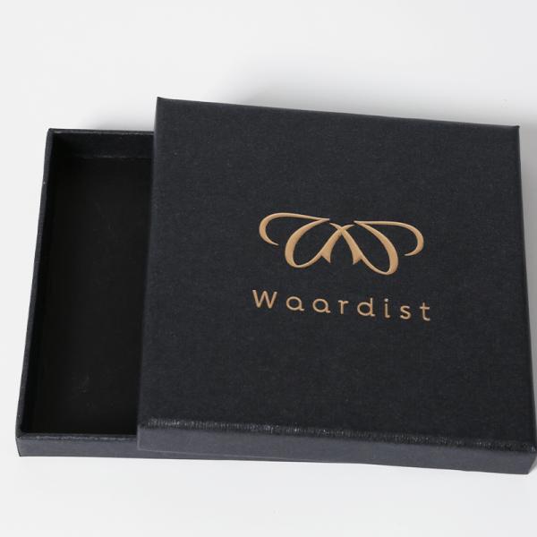 Custom Lid And Base Black Paper Gift Box Packaging Logo Printed For Silver Jewelry