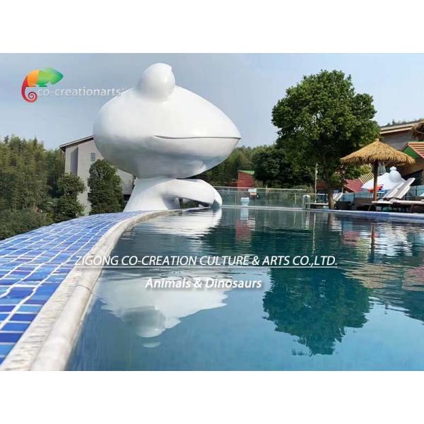 Theme Water Park Fiberglass Animatronic Frog Statue weather resistance