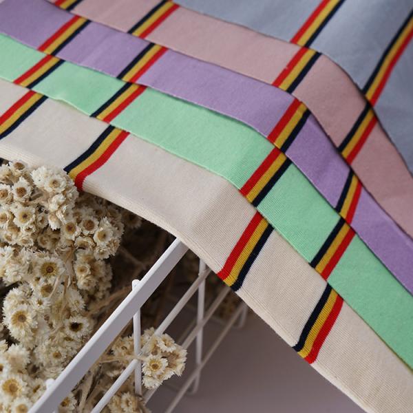 Soft Striped Cotton Fabric Low Shrinkage Knit Jersey Material For T-Shirt