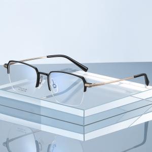 Men Titanium Frame Glasses , OEM Transparent Half Frame Glasses