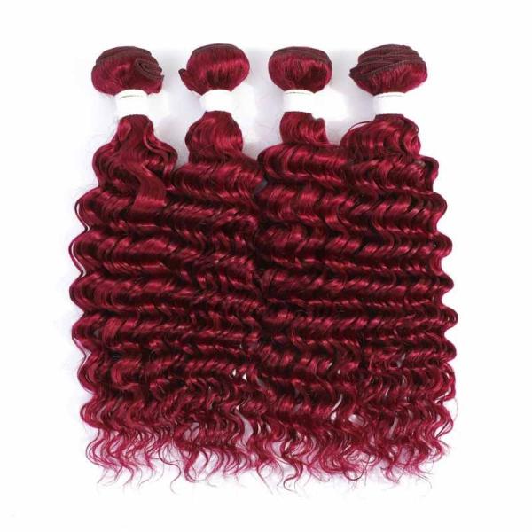 Burgundy Deep Wave Remy Human Hair Bundles Sew In Weave Bundles Brazilian Bundle Deals