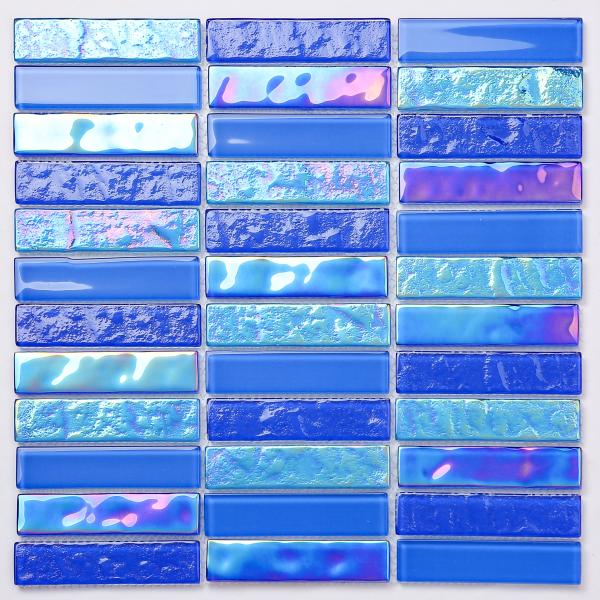 Blue White Glossy Clay Mosaic Tiles 300x300mm AAA Grade